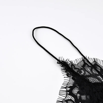 Linad Sexy Black Backless Lace Camisole Women Street Chic Spaghetti Strap Tops Female Casual Patchwork Silk Vest Female 2025