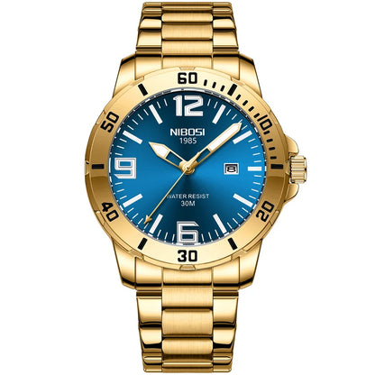NIBOSI Luxury Man Wristwatch Business Stainless Steel Date Quartz Men Watch Waterproof Luminous Date Men's Watches Clock