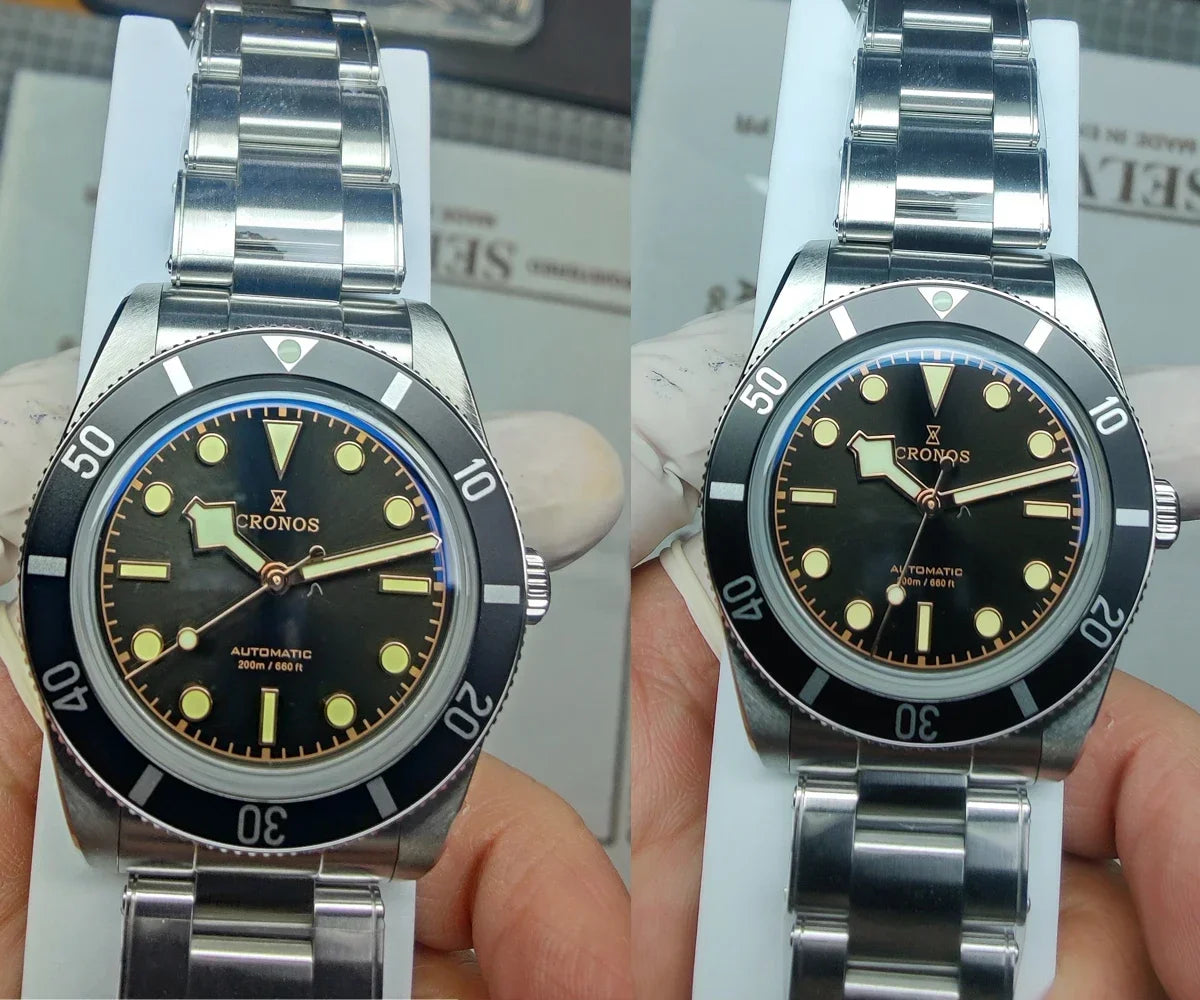 2025 Cronos Luxury Men's Watches 37mm Diver BB54 Vintage Automatic Matt/ Aluminum Bezel Female End Links Sapphire 20 Bar L6033