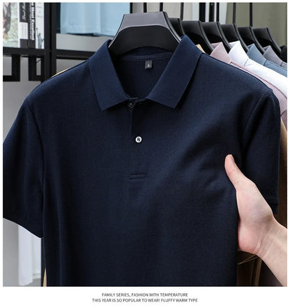 Men's 100% Cotton Polo Shirt - Summer Casual Breathable Tee,19 Colors,Ideal for Golf and Sports,Business Casual,Silk-Like Finish