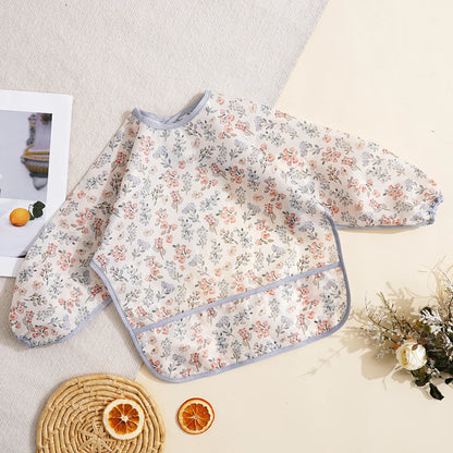 Elinfant 1PC Long Sleeve Bibs, Waterproof Feeding Bibs,Washable Burp Cloth,Coveralls Bibs,Easy To Clean,Wash-Free Eating Bibs