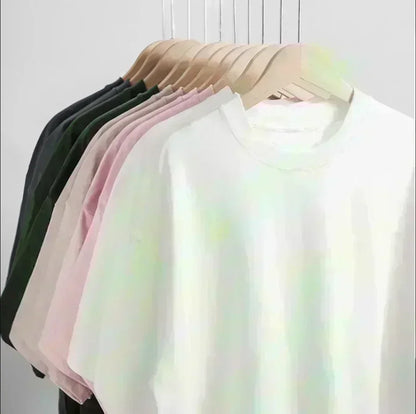 Pure White 260g Heavy T-shirt Men's Summer Pure Cotton Short-sleeved New Men's and Women's Streetwear