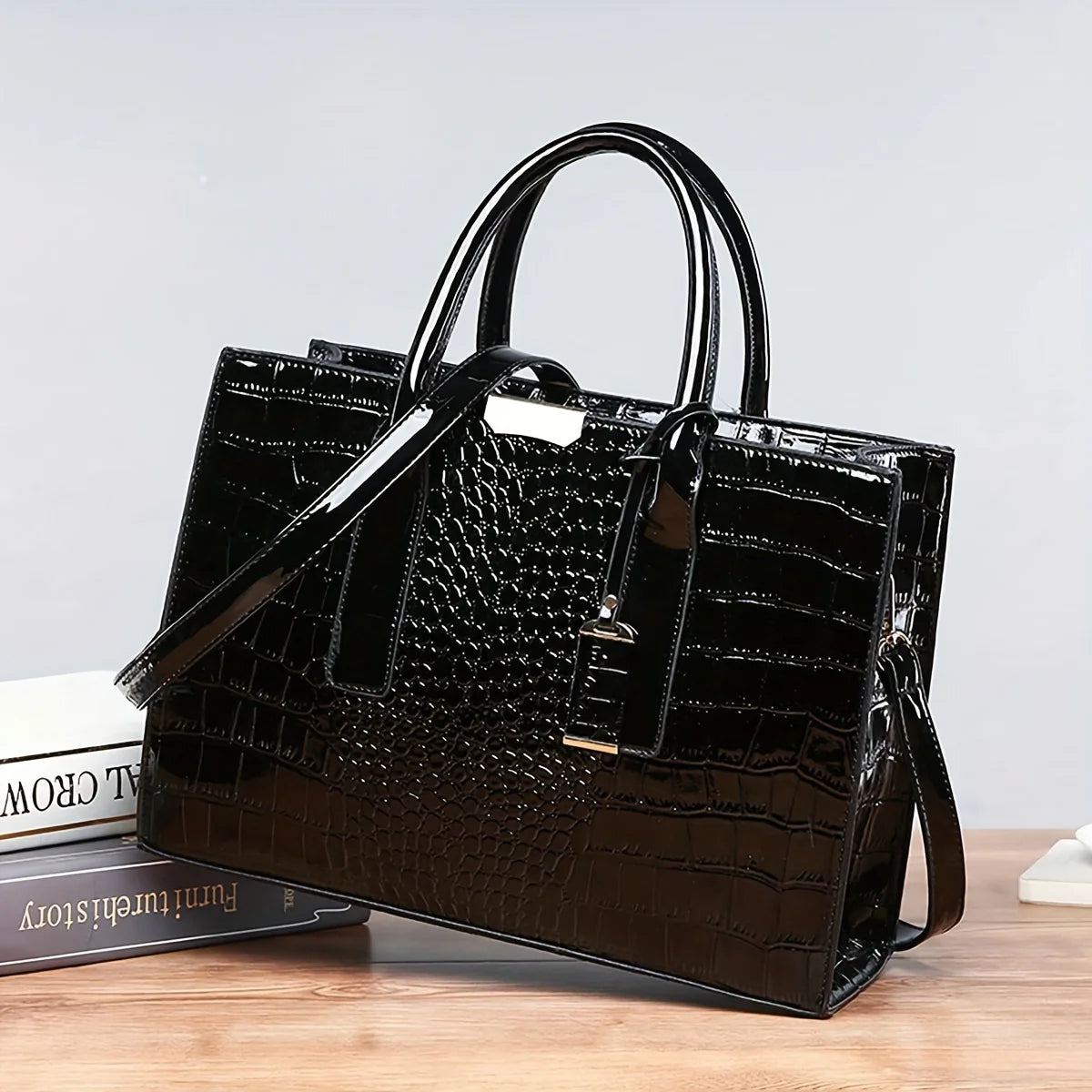 Women'S Large Capacity Tote Bag Elegant Synthetic Handbag with Zipper Closure, Spacious Work Bag for Women Formal & Everyday Use