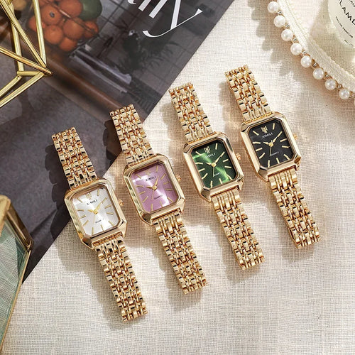 2026 Hot Brand Stainless Steel Strap Watch Women Luxury Gift Quartz Wristwatch Student Fashion Simple Square Quartz Watches
