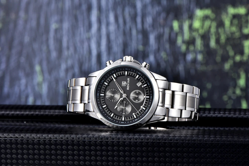BENYAR Men's Watches Luxury Quartz Wristwatches Chronograph Watch Men Gifts Waterproof Stainless Steel Clock Reloj Hombre 2025