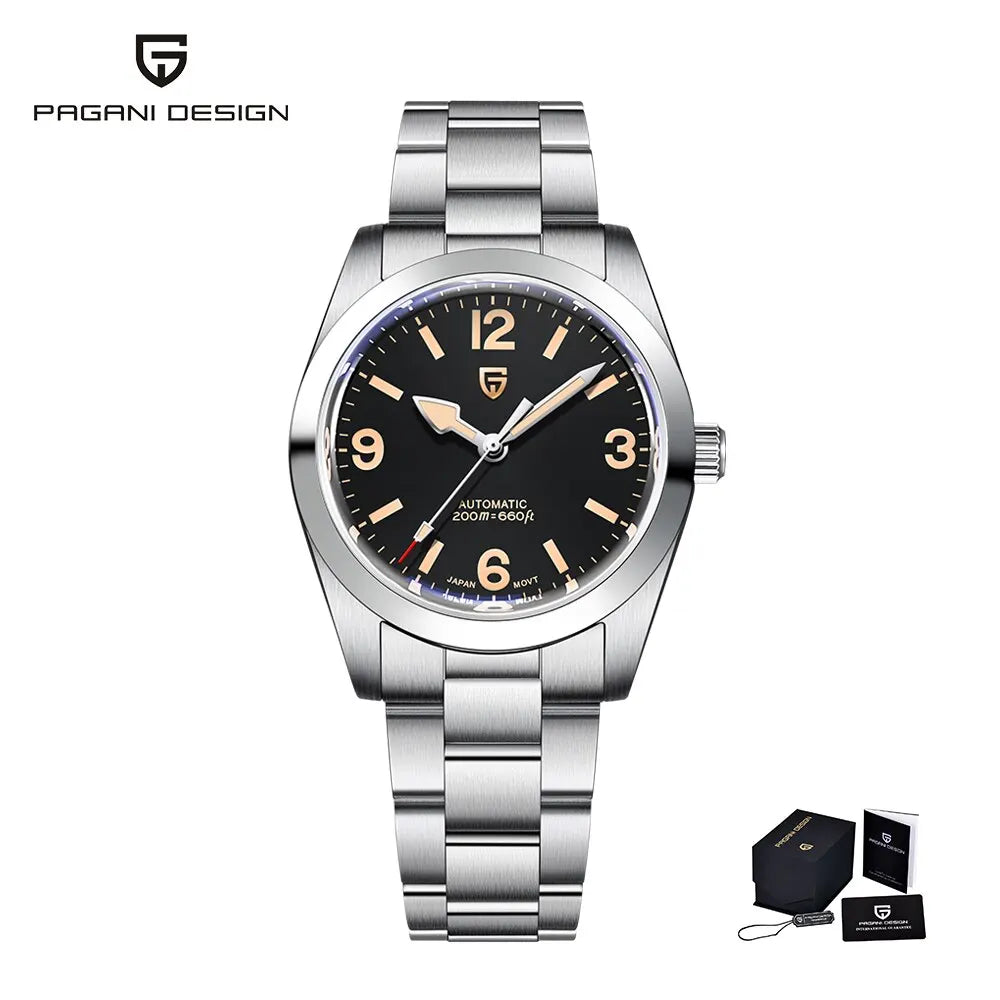PAGANI DESIGN 2024 New 36MM Men Automatic Mechanical Watches NH35 Sapphire Stainless Steel AR Coating 20Bar Clock Watch for Men