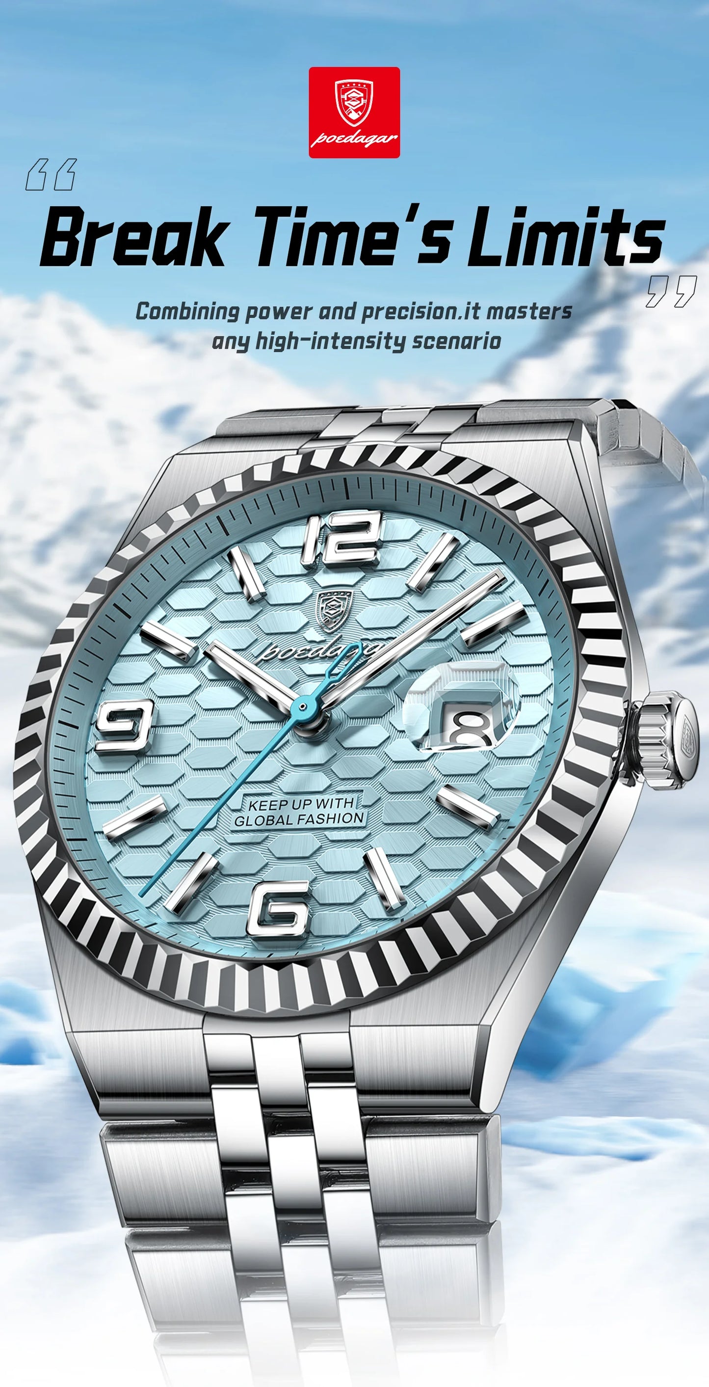 POEDAGAR Fashion Exquisite Men Wristwatches Waterproof Luminous Date Luxury Man Watch Stainless Steel Quartz Men's Watches Reloj