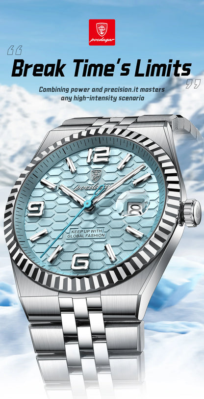 POEDAGAR Fashion Exquisite Men Wristwatches Waterproof Luminous Date Luxury Man Watch Stainless Steel Quartz Men's Watches Reloj