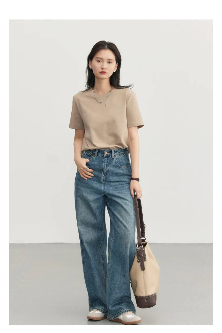 CHIC VEN Women's Tees Basic O Neck Short Sleeve Pullover T-shirt for Woman Solid Female Top Casual Ladies Tshirt Summer 2024