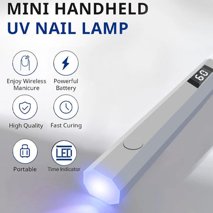 Mini UV Nail Light - Timers & Adjustable Stand, Handheld Nail Lamp for Gel Nails, Rechargeable Nail Dryer Flash Curing for Glue