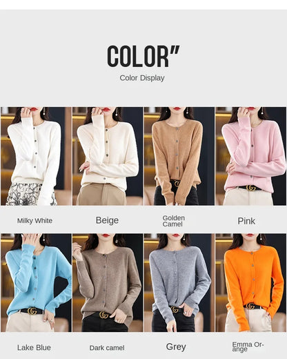 High-Grade Knit Sweater Crewneck Cardigan Coat Autumn And Winter New Middle-Aged And Elderly Women's Fashion ZD060
