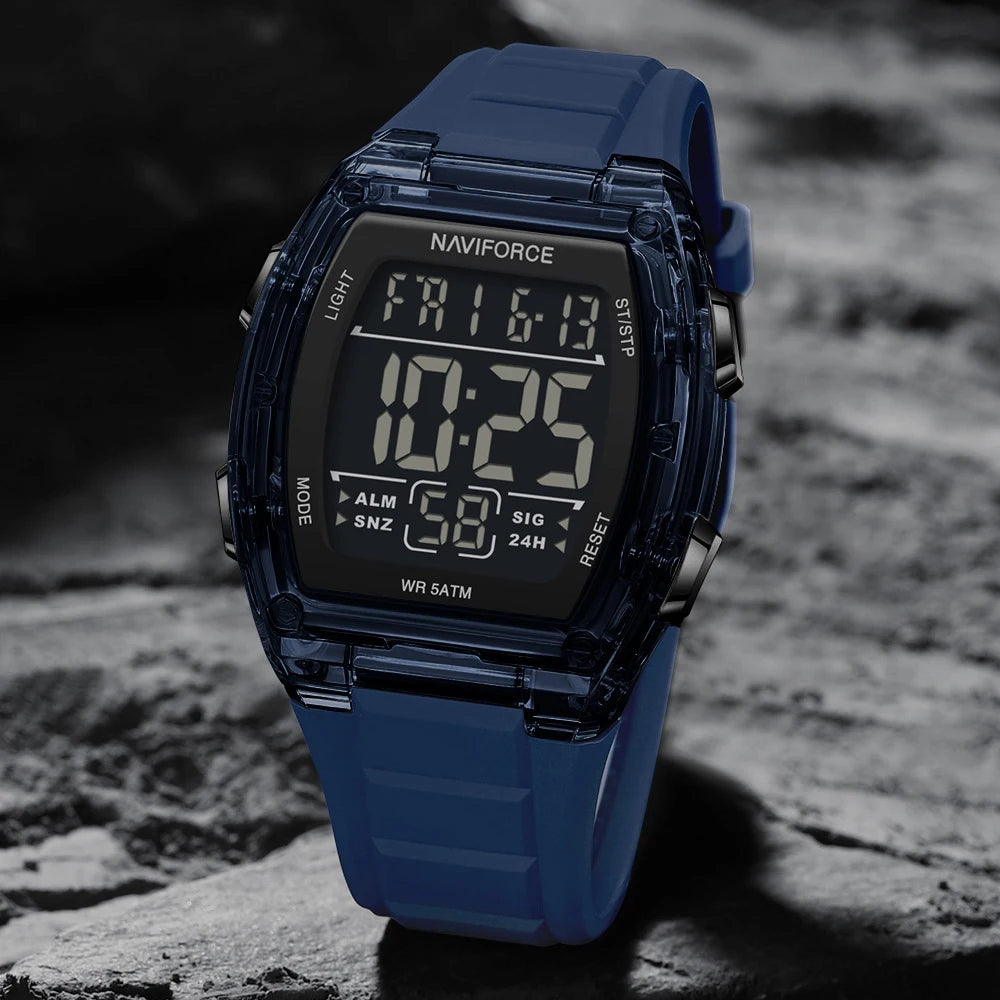 NAVIFORCE Top Brand Luxury Mens Watches Alarm Stopwatch LED Digital Backlight Display Waterproof Sport Watch Men Montre Homme