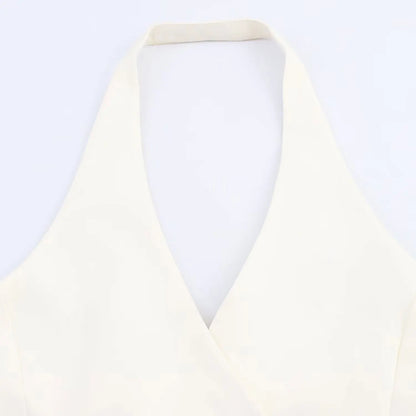 HH Female Sexy Mini Dress Grey Turn-Down Collar Sleeveless Backless Double Breasted Summer A-Line Dresses Woman New Trendy