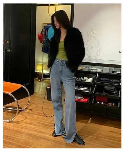 Faux Fur Coat Womens Clothing 2026 New Fashion Casual Imitation Fox Fur Coat Female  Short Loose Comfortable Winter Jacket