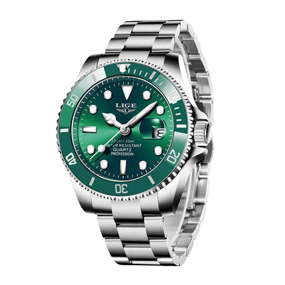 LIGE Top Luxury Watches For Men Fashion 30M Waterproof Luminous Date Quartz Wristwatches Casual Business Mens Watch Roloj Hombre