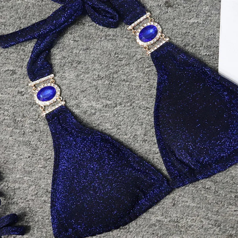2026 Shiny Rhinestone Diamond Bikini Women Swimsuit Female Swimwear Two Pieces Bikini Set Halter Metal Chains Bathing Suit Swim