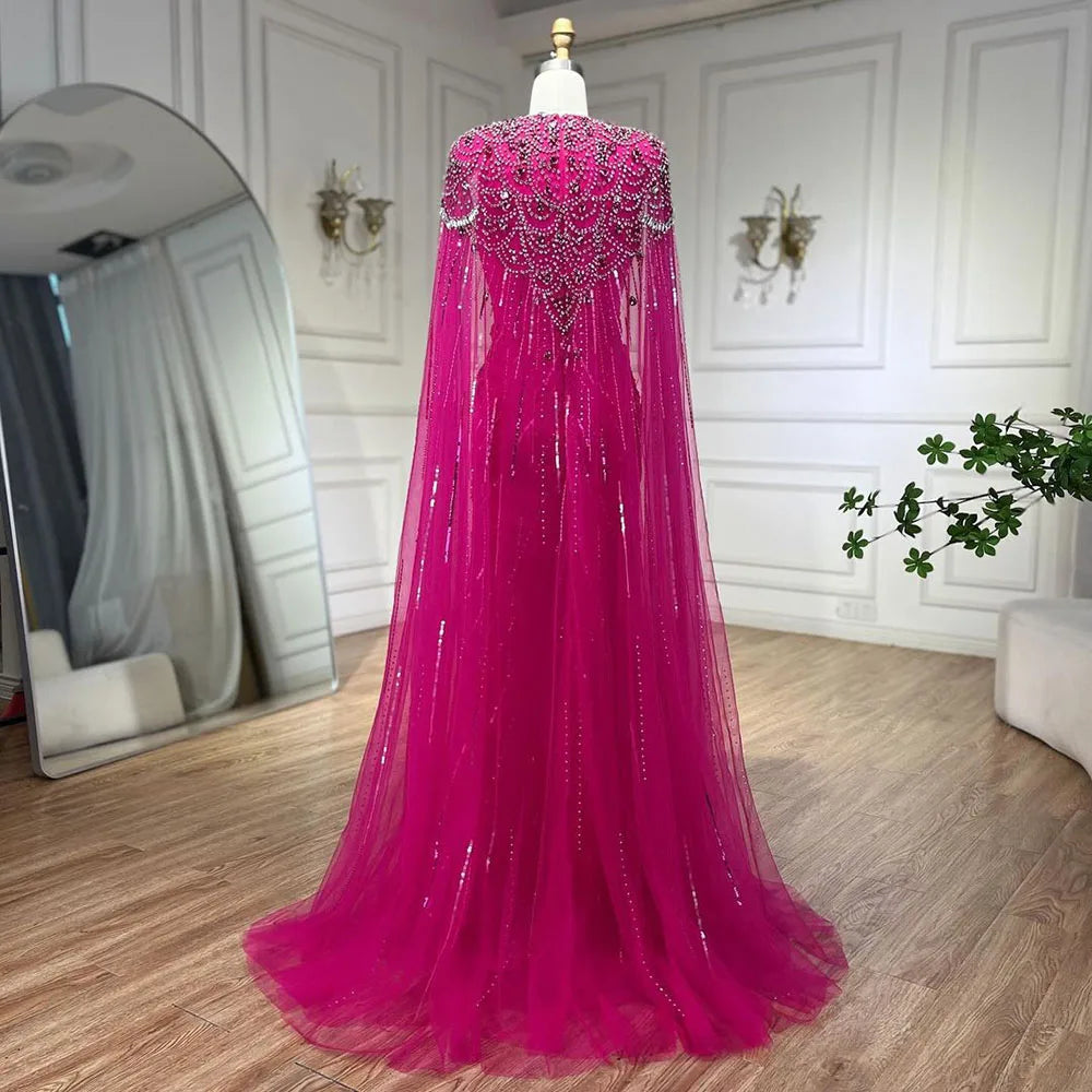 Serene Hill 2025 Turquoise Mermaid Evening Dresses Gowns With Beaded  Cape For Women's Wedding Party LA72168A Customized