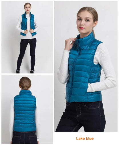 Women Vests 2023 New Autumn Winter Ultra Light Duck Down Vest Female Slim Sleeveless Jacket Windproof Warm Puffer Waistcoat