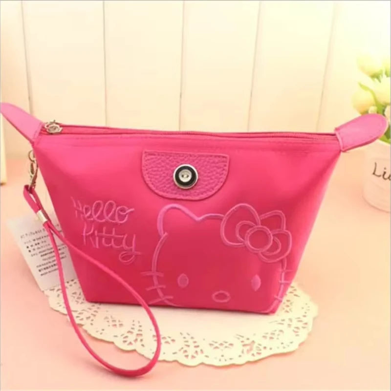 Hello Kitty Travel Makeup Bag Pen Bag Storage Bag Anime Cartoon Large Capacity Waterproof PU Handbag Gift for Girl Girlfriend