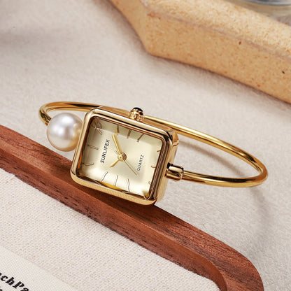 Y2k personalized ladies' watches plain bracelet simple design women's square alloy case watch gift watch