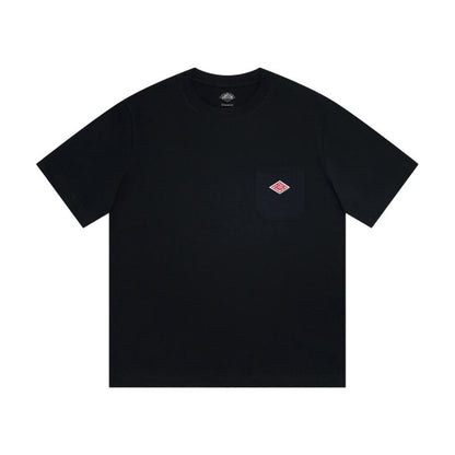 Hot sales Men Women Pure Cotton Embroidery T-Shirt Short Sleeve Tees Simple Solid Pocket Fashion Brand Exports Japan style