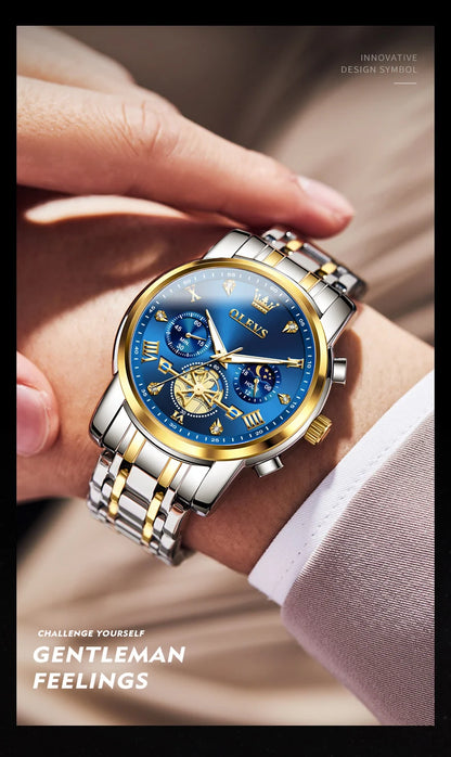 OLEVS 2856 Original Watches Man Multifunctional Chronograph Quartz Watch Waterproof Luminous Moon Phase Watches For Man Reloj