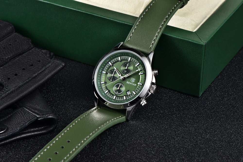 BENYAR Men's Watches Luxury Quartz Wristwatches Chronograph Watch Men Gifts Waterproof Stainless Steel Clock Reloj Hombre 2025