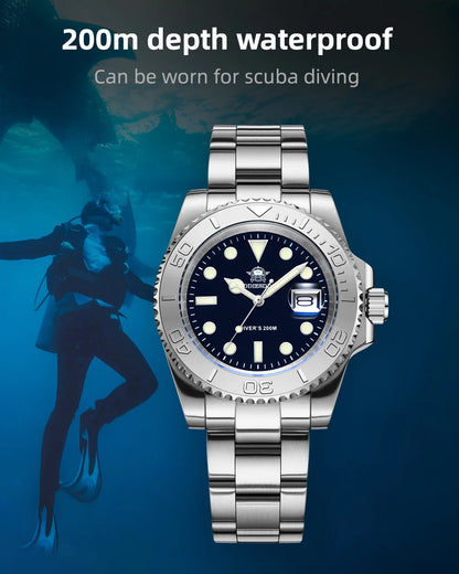 ADDIESDIVE New Luxury Men's Watch Stainless Steel BGW9 Super Luminous Quartz Men's Watch Diver 200m Men Analog Watches MY-H3C