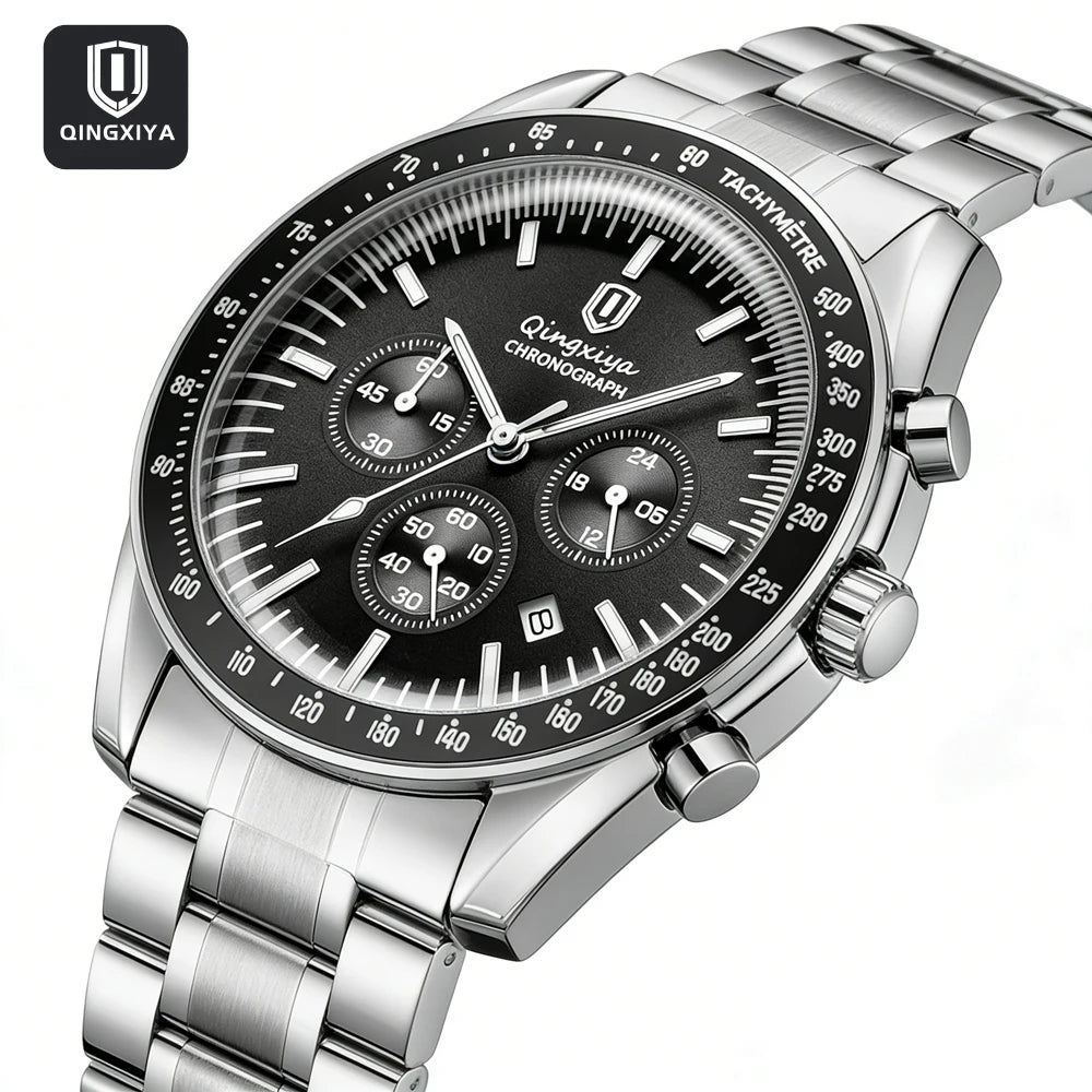 New Men Watch Calendar Business Quartz Watches Mens Top Brand Luxury Sport Waterproof Luminous Stainless Steel Man Wristwatches