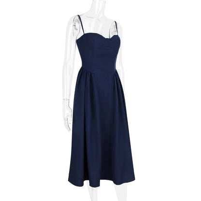 Suninheart Spaghetti Strap Summer Party Dresses 2025 New Arrivals Fit and Flare Elegant Midi Dress Red Night Date Dress
