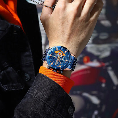 CURREN 8402 Creative Fashion Mens Business Casual Wristwatches Stainless Steel Luminous Dial Chronograph Clock