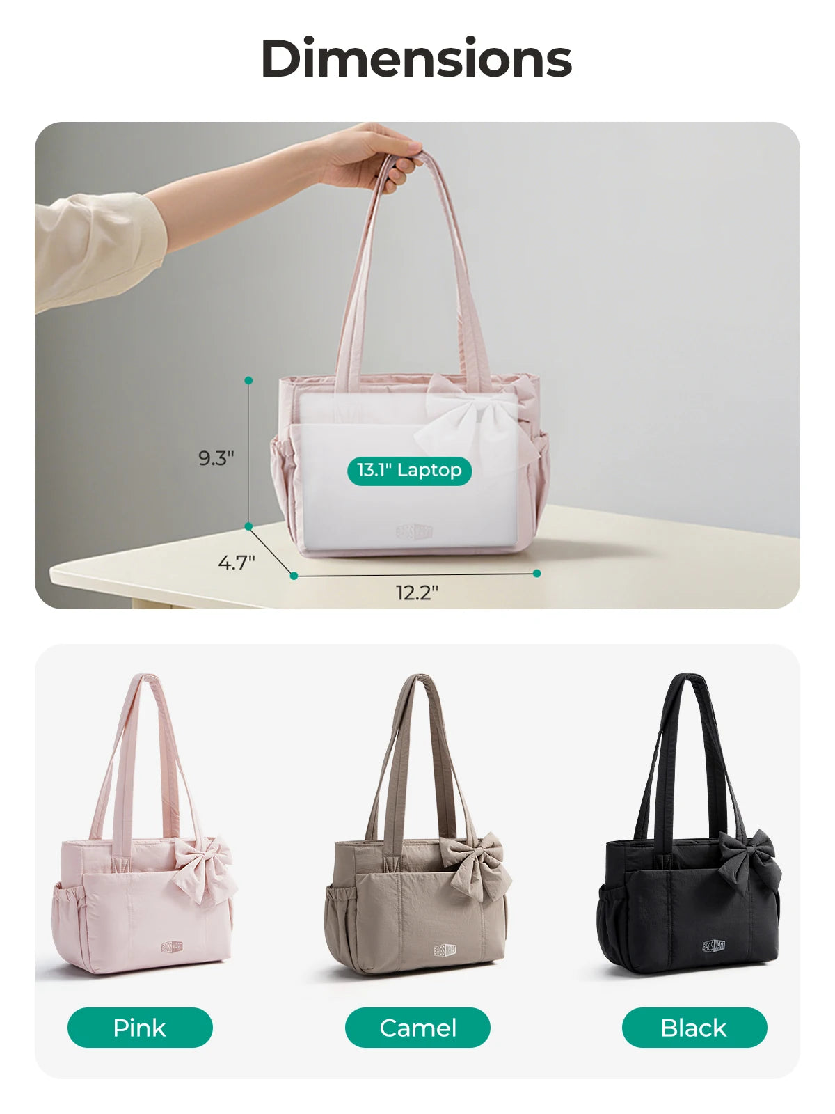 BAGSMART Versatile Travel Tote Bag Women Commuting Bag Multiple Pockets Messenger Handbag College School Shoulder Bag