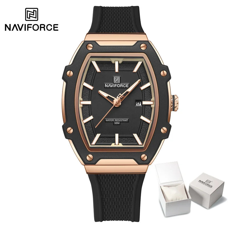 NAVIFORCE Elegant Ladies' Watch Fashion Luminous Pointer 3ATM Waterproof Calendar Display Silicone Strap Women's Quartz Watches