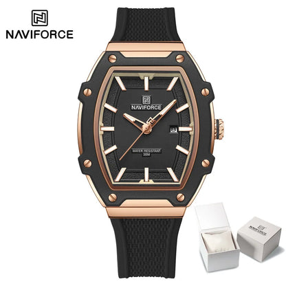 NAVIFORCE Elegant Ladies' Watch Fashion Luminous Pointer 3ATM Waterproof Calendar Display Silicone Strap Women's Quartz Watches