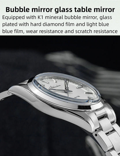ADDIESDIVE Hot Sale AD2066 Mens Watch 36mm Bubble Mirror Glass Mint Green Quartz Watches Waterproof Luxury Stainless Steel Clock