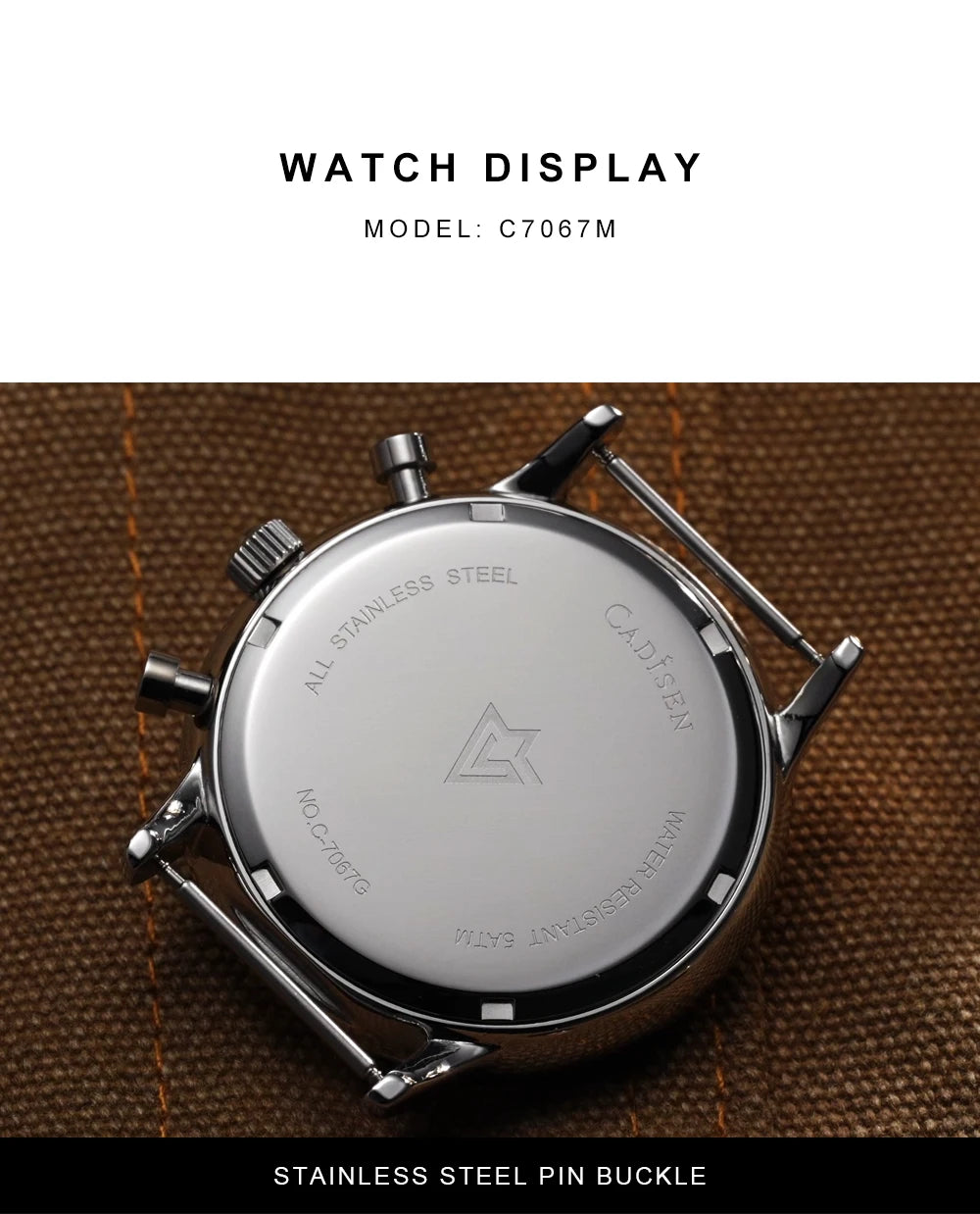 CADISEN Men's Watches Luxury Quartz Watch For Men Japan MIYOTA 0S10 Movt Canvas Strap Chronograph Waterproof Men's Wristwatch