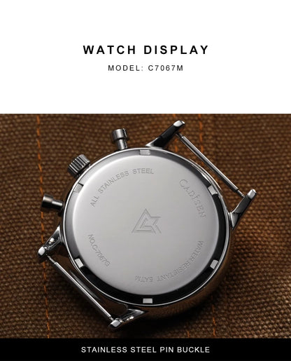 CADISEN Men's Watches Luxury Quartz Watch For Men Japan MIYOTA 0S10 Movt Canvas Strap Chronograph Waterproof Men's Wristwatch