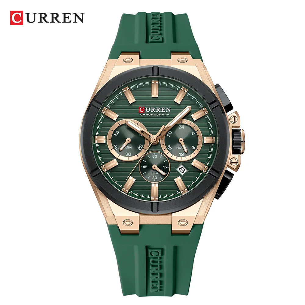 CURREN 8487 Casual Men's Quartz Wristwatch Multifunctional Chronograph Calendar Outdoor Sports Luminous Fashion Watches for Man