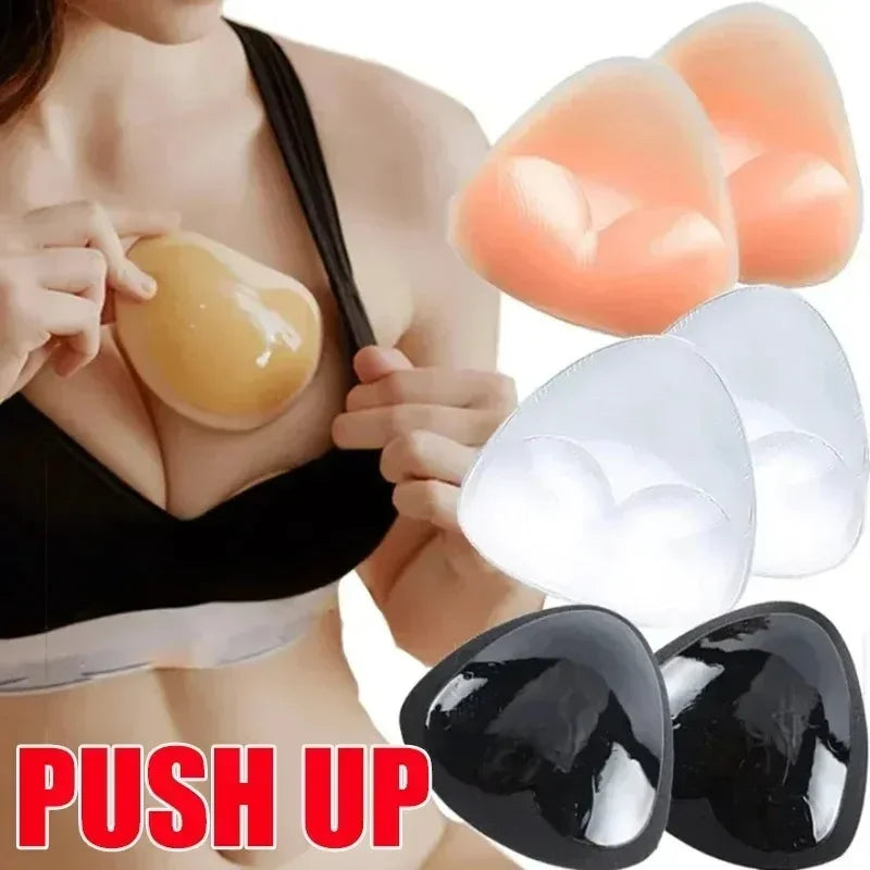 2pcs New Chest Sticky Bra for Bikini Thicken Sponge Bra Pads Breast Push Up Silicone Removeable Inserts Swimsuit Invisible Bra