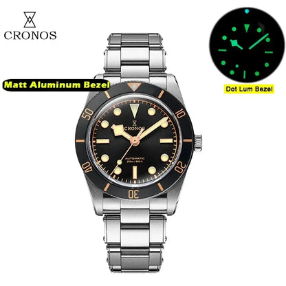 2025 Cronos Luxury Men's Watches 37mm Diver BB54 Vintage Automatic Matt/ Aluminum Bezel Female End Links Sapphire 20 Bar L6033