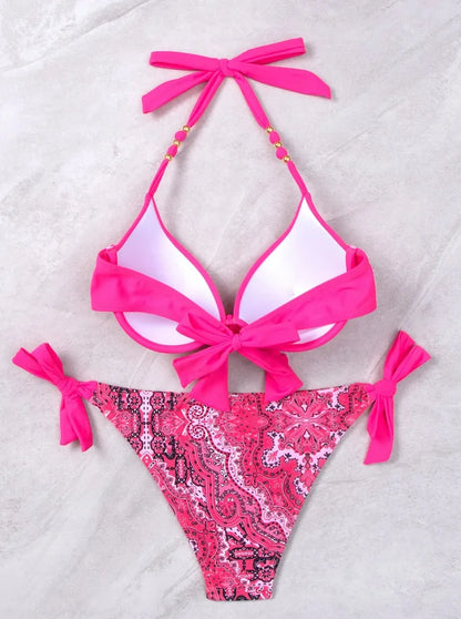 Sexy Push Up Bikini 2024 Women Swimsuit Two Piece Swimwear Female Thong Bikinis Set Swimming for Bathing Suits Brazilian Biquini