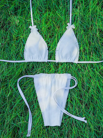 Zrtak NEW 2025 Bikinis Sexy String Adjust Swimwear Women Bath Suit Triangle Cup Bikini Sets Thong Halter Micro Swimsuit Bandage
