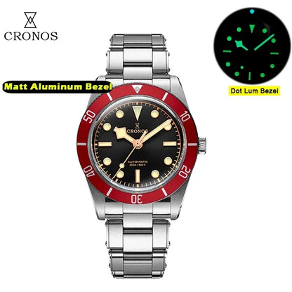 2025 Cronos Luxury Men's Watches 37mm Diver BB54 Vintage Automatic Matt/ Aluminum Bezel Female End Links Sapphire 20 Bar L6033