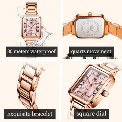 OLEVS 5641 Ladies Watch Fashion Luxury Original  Square Quartz Watch Waterproof Luminous Automatic Date Watches For Woman Gifts