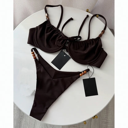 Push Up Bikinis 2026 Sexy Women Swimsuit Swimwear Female Bikini Set Beads Biquini Bathing Suit Dot Swimming Suit Beachwear