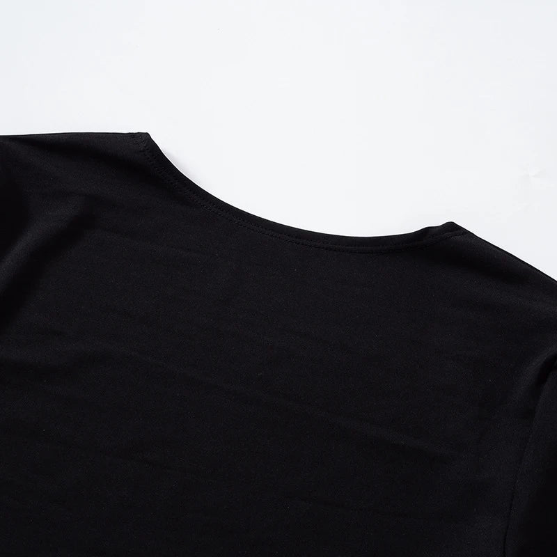Backless Short Sleeve Blue Y2K Crop Top Women Casual O Neck  Summer T Shirts Sexy Vintage Cut Out