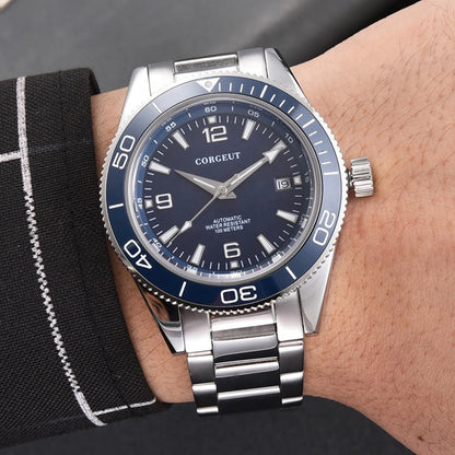 Luxury Corgeut Automatic Mens Watches Ceramic 10bar Swim Stainless Steel NH35A Watch Men Mechanical Wristwatch Relogio Masculino