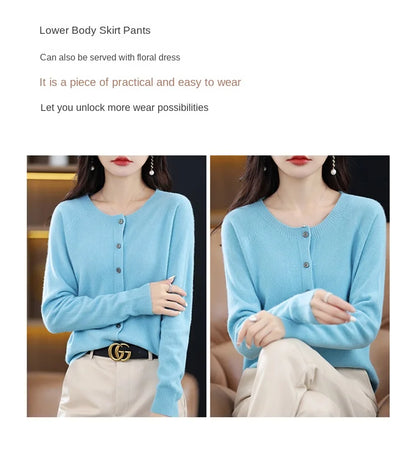 High-Grade Knit Sweater Crewneck Cardigan Coat Autumn And Winter New Middle-Aged And Elderly Women's Fashion ZD060