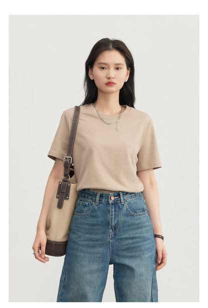 CHIC VEN Women's Tees Basic O Neck Short Sleeve Pullover T-shirt for Woman Solid Female Top Casual Ladies Tshirt Summer 2024