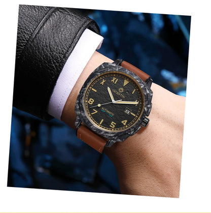 OCHSTIN Men's Automatic Mechanical Movement Watches Man Leather Strap Wristwatch Waterproof Master Series Luminous Hand Watch